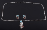 Navajo Coral & Turquoise Necklace and Earrings