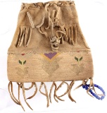 Nez Perce Corn Husk & Hide Flat Bag c. 1890