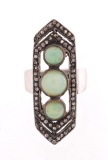 Art Deco Lightning Ridge Opal & Diamond Ring