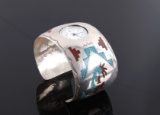 Navajo Sterling Turquoise Chip Inlay Watch Cuff