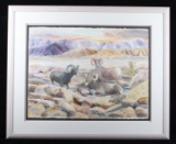 Mary Baumgartner Bighorn Sheep Original Watercolor