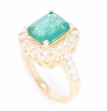 EXCELLENT Emerald & Diamond 14K Gold Ring