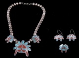 Navajo Headdress Necklace, Earrings and Ring Set