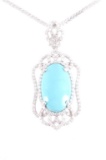 Vintage Turquoise & Diamond 14K Gold Necklace