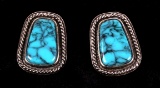 Navajo Lone Mountain Turquoise & Silver Earrings
