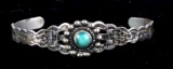 Fred Harvey Navajo Turquoise & Silver Bracelet