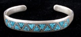 Navajo Turquoise Chip & Silver Band Bracelet