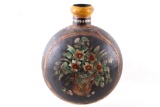 Hand Painted Iron Vase Circa Mid 1900's