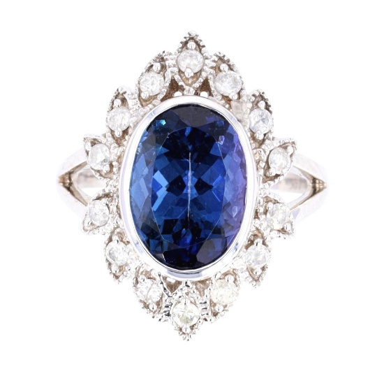 Classic Tanzanite & Diamond 14K Gold Ring