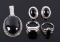 Navajo Sterling & Jet Pendant, Earrings & Rings