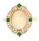 Art Deco Style Opal Emerald & Diamond 14K Ring