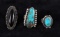 Navajo Silver & Turquoise & Onyx Rings