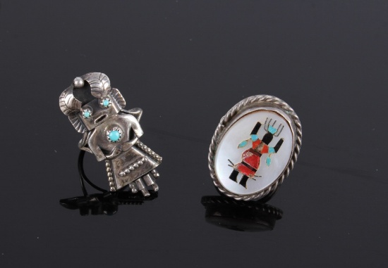 Zuni Native American Indian Kachina Doll Ring Set