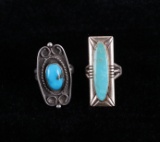 Navajo Morenci & Blue Gem Turquoise Sterling Rings