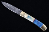 German Damascus Lever Lock Switchblade Knife