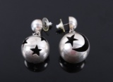 Navajo Moon & Stars Sterling Concho Pearl Earrings