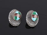 Navajo Sterling Mosaic Inlay Earrings
