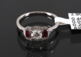 1930's Style Diamond & Ruby Platinum Ring