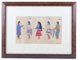 Ray Sanders Pueblo Dancers Framed Gouache Painting
