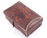 Hand Tooled Leather & Turquoise Gemstone Box