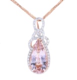 RARE Morganite & Diamond 14K Rose Gold Necklace