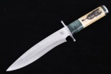 IPAK Punisher D2 Etched Bone Grip Survival Knife