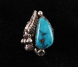 Navajo Morenci Turquoise Signed Silver Ring