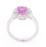 Purplish Pink Sapphire & VS1 Diamond PT950 Ring