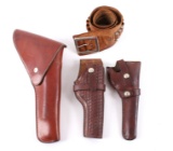 Collection of Genuine Leather Ammo Belt & Holsters
