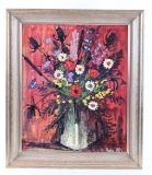Original Pierre Mas Vase of Flowers Oil Painting