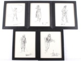 Charles Russell Framed Ink Sketch Collection