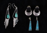 Native American Sterling & Onyx/Turquoise Earring