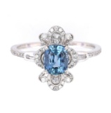 GIA Certified Blue Sapphire & Diamond PT950 Ring