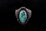 Navajo Men's Sterling Lone Mountain Turquoise Ring