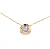 Mid Century Diamond & 14K Gold Pendant Necklace
