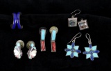 Navajo Silver & Inlaid Multi Stone Earrings