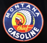 Montana Chief Gas Porcelain Enamel Sign Re-Make