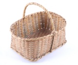 Mid 1900's Hand Woven Bamboo Carry Basket