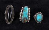 Navajo Silver & Turquoise & Onyx Rings