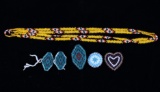 Native American Beaded Necklace, Pin, & Hair Clips