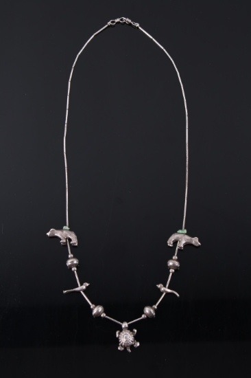 Zuni Sterling Silver Animal Fetish Necklace