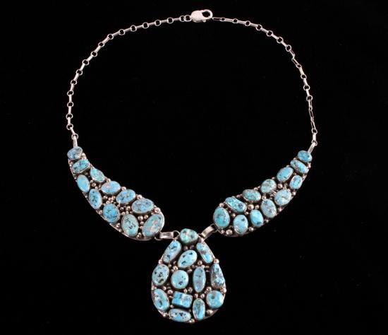 Navajo Sleeping Beauty Sterling Turquoise Necklace