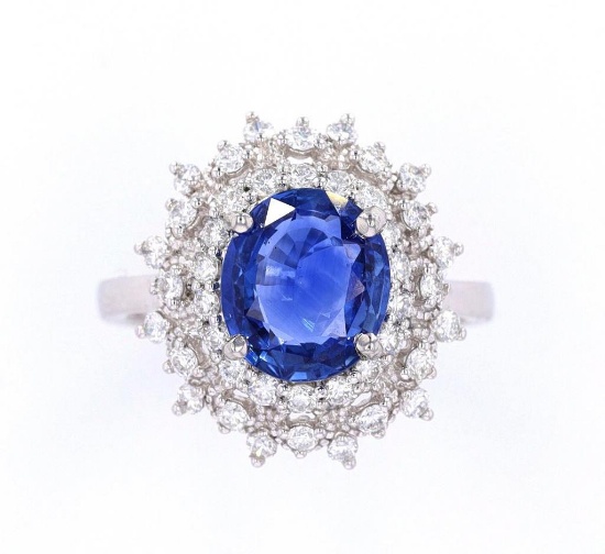 RARE Unheated Cornflower Blue Sapphire Ring w/ GIA