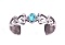 Navajo Sand Cast Silver Heart Turquoise Bracelet