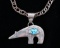 Navajo Sterling & Turquoise Bear Pendant Necklace