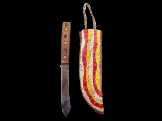 Crow Quilled Sheath and Trade Knife 19th Century