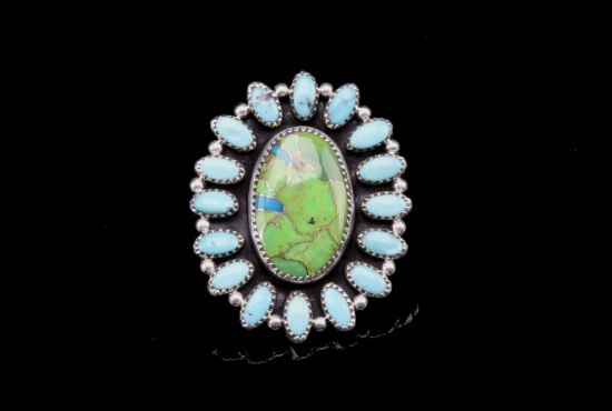 Navajo Sterling Silver Mojave Turquoise Ring