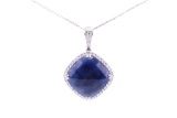 Rare Unheated Blue Sapphire Diamond Necklace