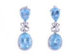 Aquamarine & Diamond 14k White Gold Earrings