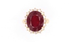 Antique Style Ruby & Diamond 14K Gold Ring